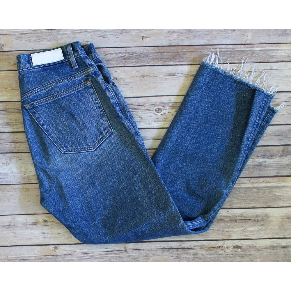 Re/Done Jeans Womens 27 x 27 Blue Denim 70's Crop Boot High Rise Raw Hem Cotton